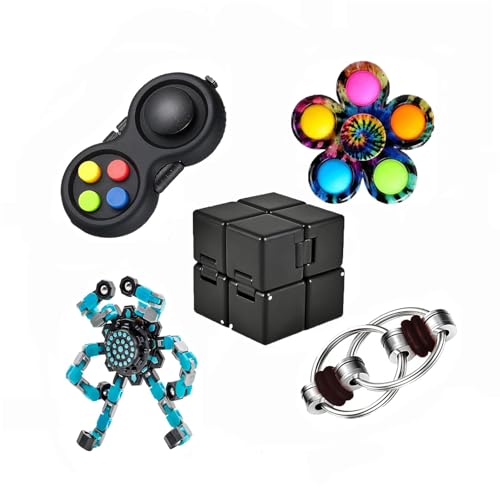 5 PCS Fidget Toys Adults Set,Relieves Stress Anxiety Fidget Toys for Kids and Adults with ADD,ADHD, Autism or Anxiety,Easter Basket Stuffers Gift for Kids Teen Cool Gadget