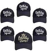 Birthday Party Hats Funny Birthday Queen Squad Embroidery Adjustable Black Baseball Cap for Women