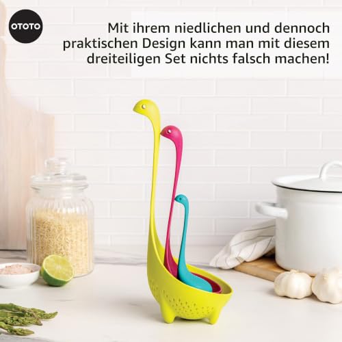OTOTO Nessie Family Küchenhelfer Set – Suppenkelle, Sieblöffel & Tee-Infuser – BPA-frei, hitzebeständig, spülmaschinenfest… – Ansicht 4