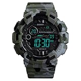 IJAHWRS Men's Digital Sports Watch LED Screen Military Style Watch, Outdoor Waterproof with Backlight Watches for Men(Camouflage Green)
