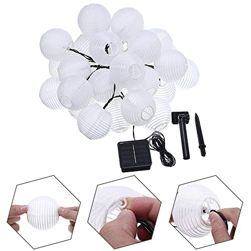 30 lampion solarny LED, łańcuch świetlny na zewnątrz, Boże Narodzenie, ogród, podwórko, balkon, latarnia, kula, łańcuch świetlny
