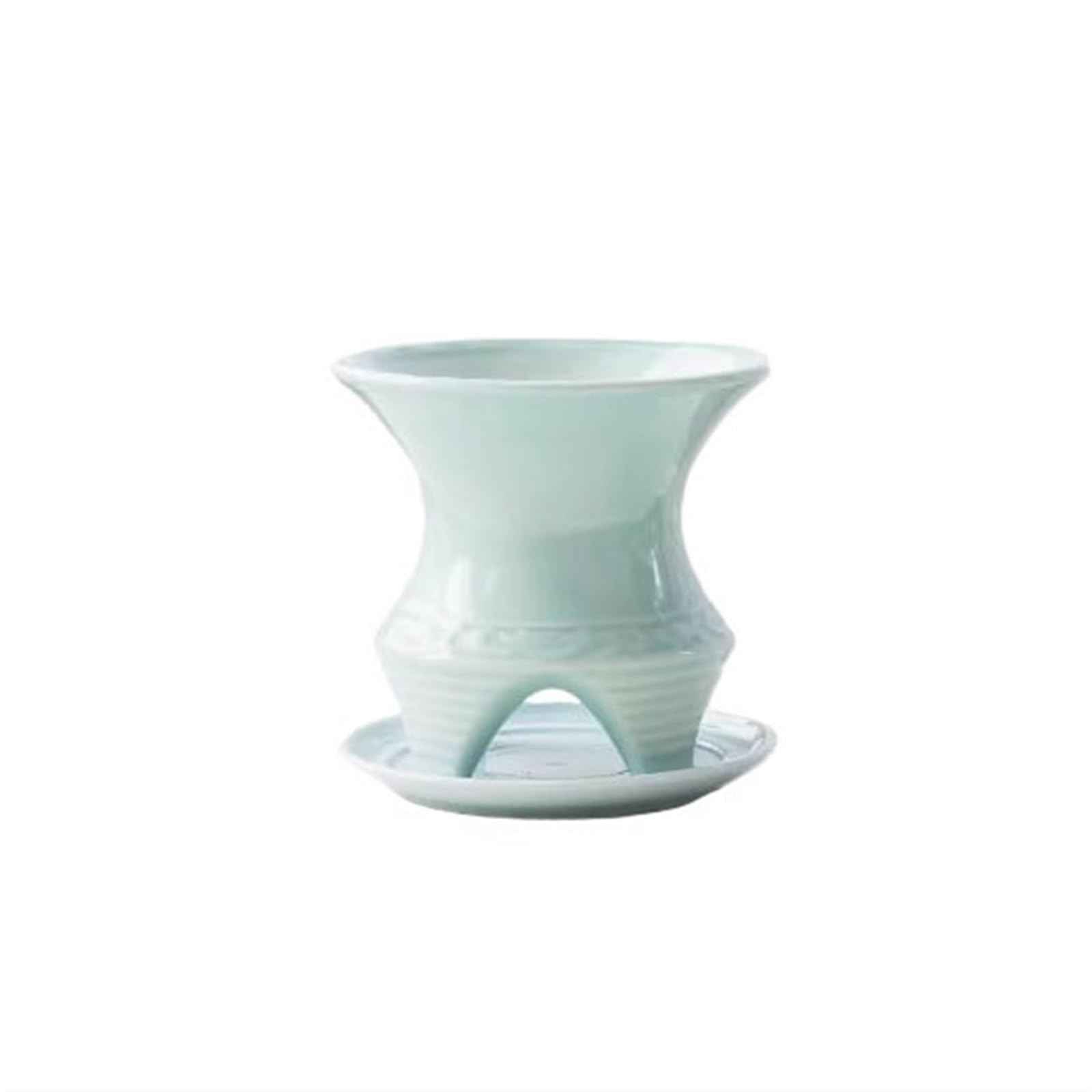 SDGBCXD flowerpot, Simple Ceramic Succulent for Home use Breathable Hanging Orchid Plant Plants Large Caliber Pot(Blue With Tray)