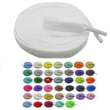 フラット シューレース 靴紐 素材選びにこだわった 平紐 靴ひも 100cm 120cm 140cm 160cm 10mm幅 shoelaces ホワイト 長さ:120cm