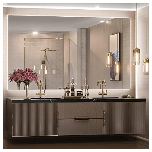 Keonjinn 60 x 40 Inch LED Vanity Mirror Backlit Mirror Bathroom Lighted Mirror Large Anti-Fog Wall Mounted Dimmable Makeup Mirror with Lights (Horizontal/Vertical)