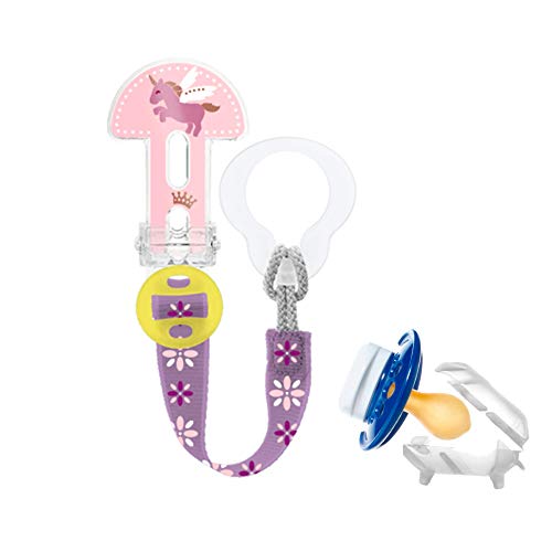 MAM Broche Clip It! & Cover S183 - Broche de Chupete y Funda de Chupete Cubre Tetina, Sujeta Chupete con Longitud Ajustable, Pinza Chupetero Para Todo Tipo de Chupetes, 0+ Meses, Rosa