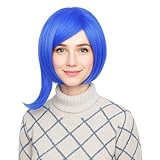 Probeauty Short Straight Blue Wig for Inside Out Joy Sadness Disgust Cosplay Wigs (Blue)