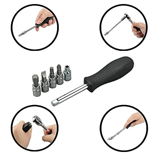Image of 46-Piece Socket Wrench Tool Kit Set, 1 /4-Inch Drive Ratchet with Metric Sockets & Screwdriver Bits, Portable Repair Tool Set for Home, Auto, DIY Maintenance