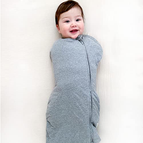 Image of Happiest Baby Sleepea Comforter Swaddle - 100% Organic Cotton Baby Swaddle Blanket - Doctor Designed Promotes Healthy Hip Development (Graphite, Small)