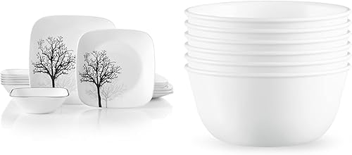 Corelle Vitrelle - Juego de vajilla de servicio de 18 piezas para 6 piezas, triple capa resistente al vidrio y a las astillas, y Vitrelle de 28