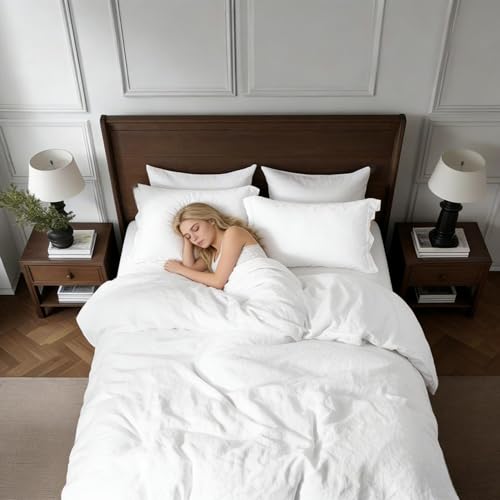 Simple&Opulence 100% Linen Duvet Cover Set, Natural French Flax White Duvet Cover Twin Size, Breathable Soft Comfy Linen Bedding Comforter Cover with 1 Pillowcase(White, 86"x68") by Simple&Opulence - Used condition - Image 6
