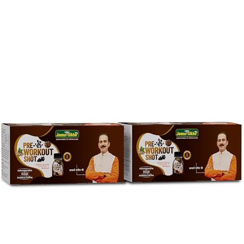 Image of Jeena Sikho Pre-Workout Shot | Ayurvedic Energy Formula with Coffee Bean, Ashwagandha & Shilajit | For Stamina, Focus & Workout Performance, 9 Shot (60 ml each), Pack of 2