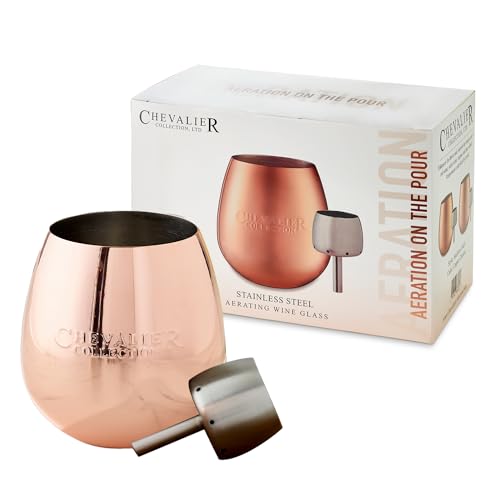 Chevalier Collection Stainless Steel Wine Tumbler - Patented Aerating Wine Glass with Removable Built-In Aerator - Copper Plated Finish Tumbler for Wine and Spirits (Set of 2)