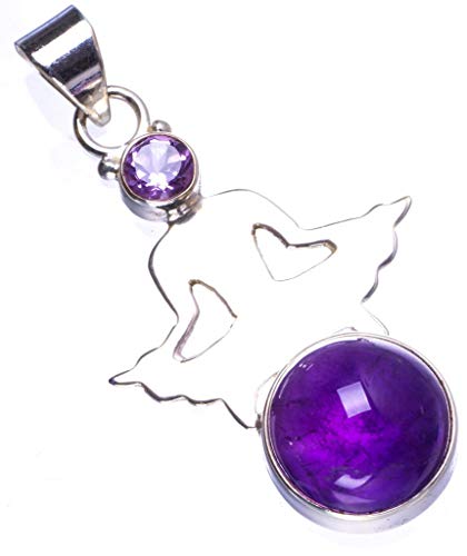 Pendentif améthyste argent 925 véritable 4,45cm violet X0355