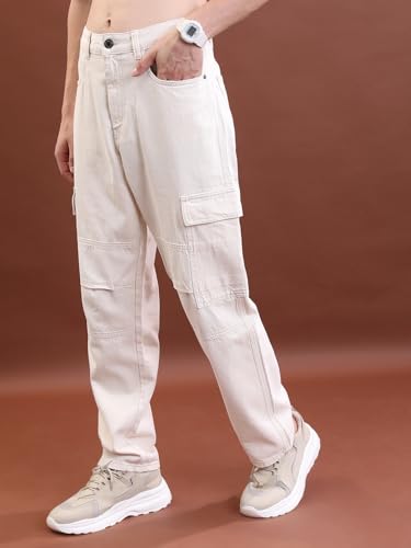 Image of Highlander Men's Regular Fit Cargo Pocket Jeans | Clean Look | Cotton Comfort | Utility Style