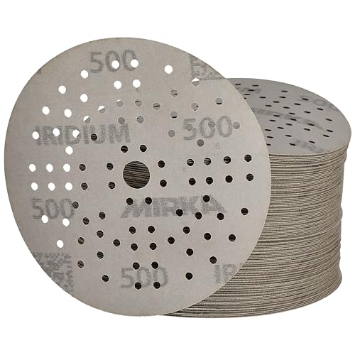 Mirka Iridium Premium-Schleifpapier Ø 125mm Klett 89-Loch, Korn 500, 100 Stk/Zum Schleifen von Lack, Spachtel, Grundierung, Holz, Stahl, Mineralwerkstoffe, Kunststoff