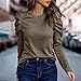 Long Sleeve Shirts for Women Business Casual Tops Dressy Trendy Crewneck Blouse Work Clothes Fall Fashion Outfits Khaki