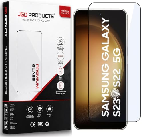 Image of JGD PRODUCTS 100% Fingerprint Unlock Military-Grade Gorilla Tempered Glass for Samsung Galaxy S22 , S23 5G with Edge to Edge Coverage - Case Friendly, Anti-scratch and Bubble free With installation kit