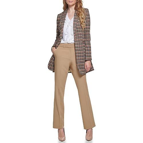Tommy Hilfiger Women's Long Plaid Fitted Single Button Blazer