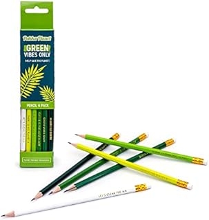 Pukka Pad, Pukka Planet HB Pencils with Eraser Tip  Pack of 6 with Assorted Mottos in Gold  Sustainable and 100% Recyclable Packaging  Green Vibes