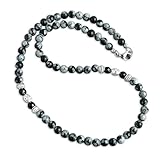 Mami's Gem Studio Men's Necklace, 6mm Gemstone - Classy Style Collection - Handcrafted in USA (Snowflake Obsidian, 18 inches)