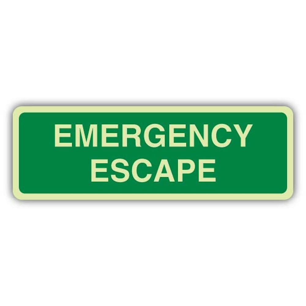 V Safety Photoluminescent Emergency Escape Safety Sign - 210 x 70 mm - 1.2mm Rigid Plastic - Triple Glow
