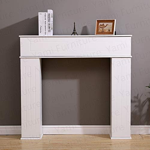 Yaermei Moyle Living Room Fire Surround Wooden Mantelpiece Decorative Frame Hidden Storage Space White/Grey (white)