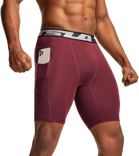 TSLA Men's Athletic Compression Shorts, Active Cool Dry Sports Performance Running Tights with Pocket3