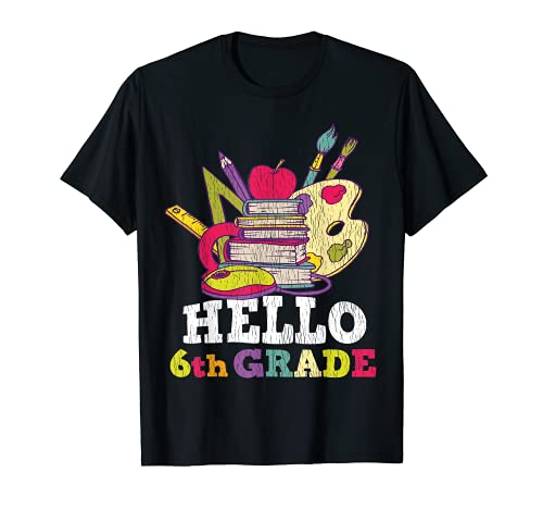 Hola sexto grado de regreso a la escuela 1er día de escuela niños Camiseta