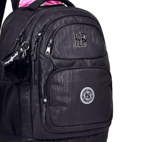 Kit Escolar Mochila Rodinha Rebecca Bonbon Lancheira Térmica e Estojo Preta Glitter