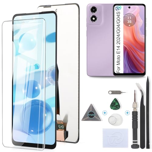RongZy Écran de Rechange pour Motorola Moto E14 2024/G04/G04S Écran LCD Vitre Numériseur Tactile Capteur Assemblé Remplacement (Noir)