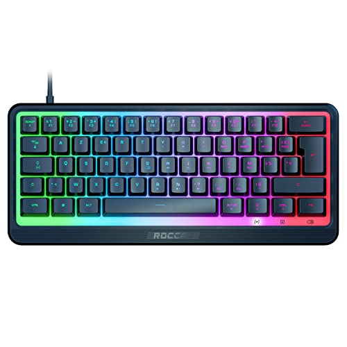 Roccat Magma Mini - Clavier Gaming RGB 60%, 5 Zones d'éclairage programmables, Touches à Membrane optimisée, Fonctions programmables, Anti-ghosting et étanche, Noir