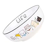 HEMOTON Ceramic Bowl Japanese Style Noodle Bowl Cat Pattern Bowl Eating Soup Food Meal Bowl Round...