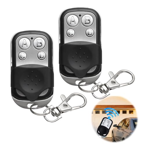 2 Mandos a Distancia Universales 433,92 MHz para Puerta de Garaje, Control Remoto Portón Eléctrico con 4 Botones, Compatible con Chips de Código Fijo, Señal Estable y Fácil Programación