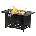 oneinmil 44" Propane Fire Pit Table, 48,000 BTU Rectangular Gas Fire Table with Toughened Glass Baffles & Waterproof Cover, Large Firepit Table with Lava Rock for Outdoor, Patio, Backyard