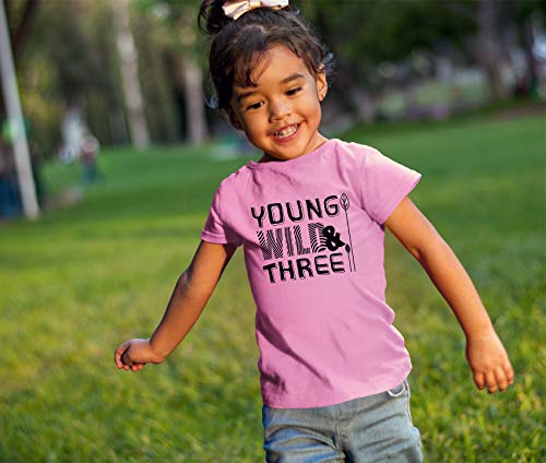 Image of Young Wild and Three Girl 3rd Birthday Outfit Toddler Shirts 3 Year Old Girls Third Party Tshirt