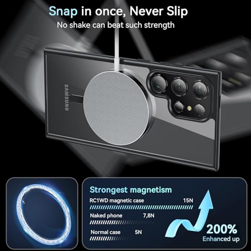 Image of DIZORO Samsung S23 Ultra Case, Compatible with Non-Yellow Military-Grade Drop Protection & Hard PC Back Cover Slim Transparent Anti-Scratch Shockproof Phone Case