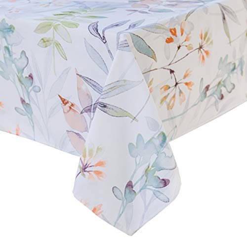 Benson Mills Spillproof Spring/Summer Fabric Indoor Outdoor Tablecloth, Outdoor Table Cloth For Rectangle Tables, Picnic/Patio Table Covers (52" X 70" Rectangular, Botanica) #TOP6