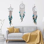 3 Pieces Dream Catcher Moon Sun Handmade Traditional Design for Wall Hanging Home Decoration (Dark Blue) - Image 5