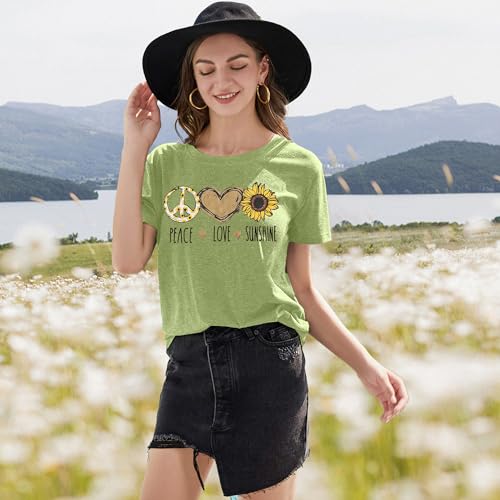 Peace Love 60s 70s Shirt Women Sunflower Graphic Shirt Hippie Lover Gifts T-Shirt Groovy Short Sleeve Tees Tops3