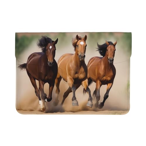 Housse cuir ordinateur 13" au motif élégant trois chevaux
