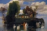 IPLUPJDY Imagen de Lienzo Modernos Cuadro Famosa Pintura Reproducción La isla de los vivos de Arnold Böcklin para Decoraciones del Hogar 60x90cm