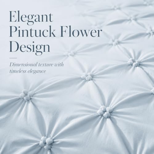 Amélie Home Elegant Pintuck Cooling Comforter Set Queen Size, Light Blue by Amélie Home - Used condition - Image 2