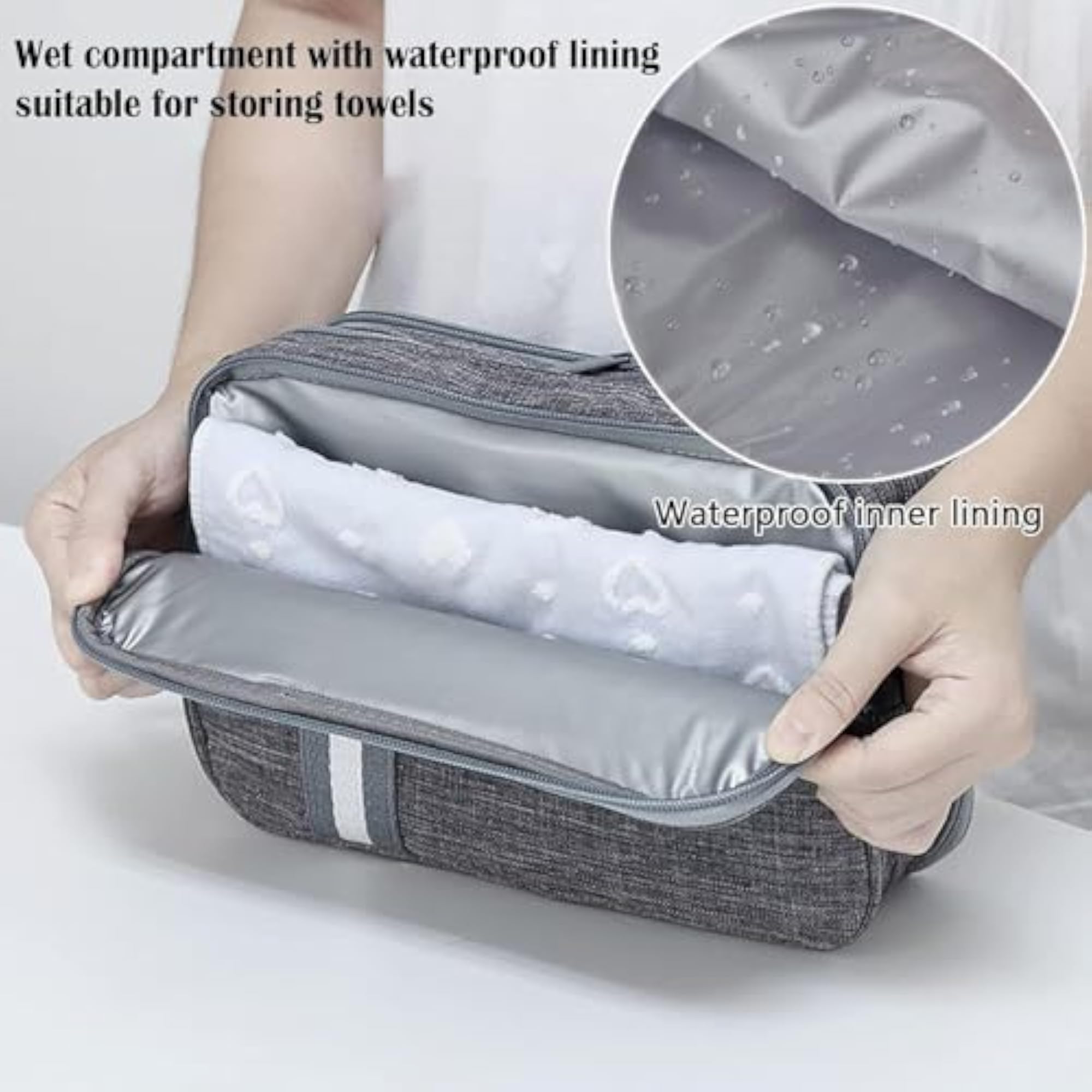 Men's Waterproof Toiletry Bag Travel Kit (Grey)