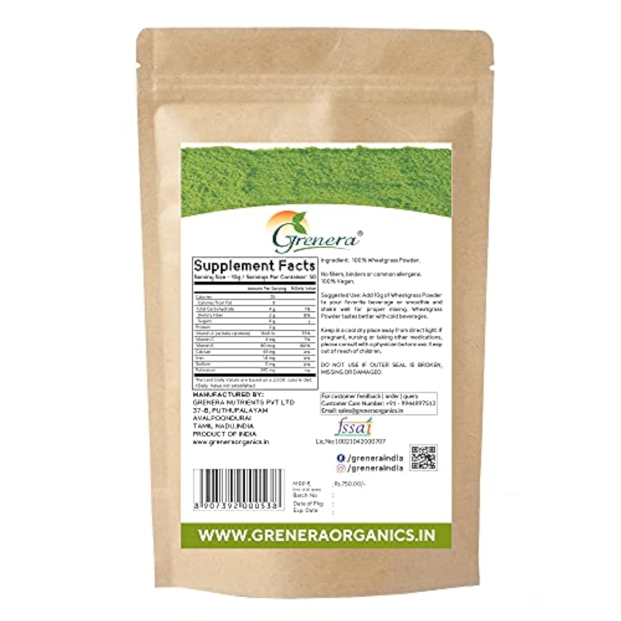Grenera Wheatgrass Powder, 500 grams