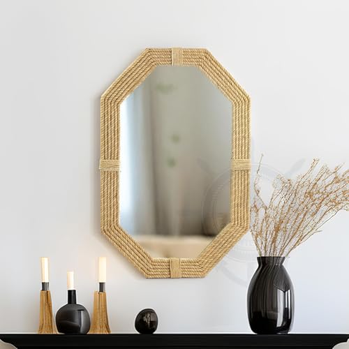 Nagina International Large Nautical Jute Mirror for Bathroom | Nautical Roped Wall Mirror Home Decor