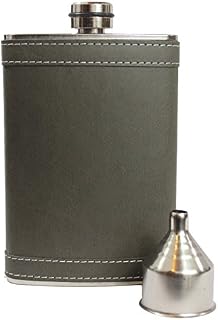 Primo Liquor Flasks Men’s Stainless Steel Hip Flasks For Liquor, Gray PU Leather