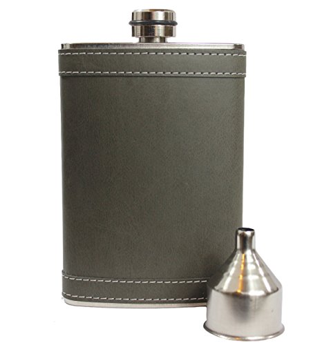 Primo Liquor Flasks Men’s Stainless Steel Hip Flasks For Liquor, Gray PU Leather