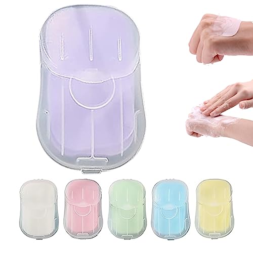 Nirelief Portable Paper Soap 6 Boxes/300 Sheets, Disposable Pp Housing Hand Washing Soap Flake Sheet for Outdoor Camping Hotel Travel Soap Flakes Soap Leaves Portable Soap