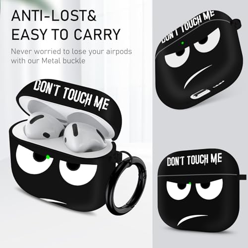 Image of for Apple Airpods 4th Generation Case Cover(2024),Don't Touch Me for Airpods 4 Cover with Keychain /Lanyard Soft Cute Shockproof Covers for Women Men Compatible AirPod 4 Case,Black