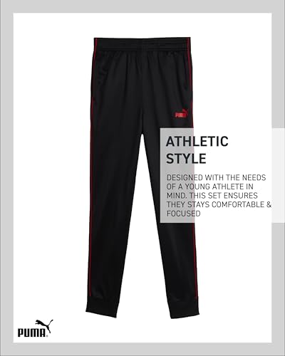 Image of PUMA Boys 3 Piece Active Tricot Jogset with T-Shirt (Sizes 8-16)